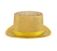 SKISUNO Cappello a Cilindro Piume Dorato Cappello da Autista Vintage Composito Elegante per Spettacoli Teatrali e Feste in Maschera