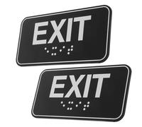 SKISUNO Cartello Adesivo di Uscita in Acrilico 20x5 Cm con Scritta Exit e Braille, Segnale Autoadesivo per Porta e Parete, per Uffici e Hotel, Confezione da 2 Pezzi