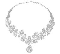 SKISUNO Cerchietto da Sposa Raffinato Catena Anteriore in Lega e Cristalli Argento, Accessorio per Chioma Facile da Fissare e Togliere, per Uso Quotidiano e Matrimoni Vintage