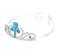 SKISUNO Corona Di Chioma Per Bambini Elegante, Fascia a Corona in Cristallo Azzurro, Copricapo Leggero Da Festa Per Compleanni e Travestimenti Da Principessa,