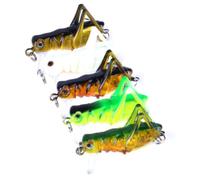 SKISUNO Esca Artificiale da Pesca 5 Pezzi 3 g in plastica per Acqua | Forma a cavalletta con colore brillante realistico, amo già montato e struttura con aletta per restare in profondità