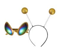 SKISUNO Fascia per Chioma e Occhiali Alieni Gialli in Plastica, Accessori Divertenti e Pratici per Feste e Guida, Set Costume Party Unisex