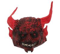 SKISUNO Maschera Demone con Corna Rosse per Halloween e Mascherata | Volto Intero, Corna 3d e Contorni Evidenti, Sottile e Flessibile, per Adulti e Uomini