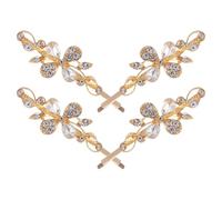 SKISUNO Mollette Piatte in Metallo Strass Dorate, Fermagli per Chioma da Donna per Frangia e Chioma Fini, Set da 4, Accessori Multifunzionali per Acconciature da Sposa e Uso