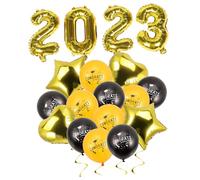 SKISUNO Palloncini Laurea Metallizzati Nero e Oro Decorazioni Festa Studenti con Stelle e Cuori per Interni ed Esterni Facili da Usare per Aula e Casa