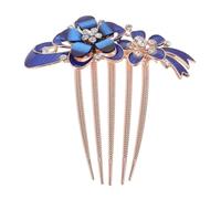SKISUNO Pettine Laterale Fiore in Lega di Zinco e Cristalli Blu per Chioma da Sposa Lavorazione Eccellente, Accessorio Elegante per Matrimonio