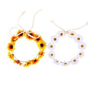 SKISUNO Set da 3 Fasce per Chioma Fiori di Margherita Resistente, Cerchietti Floreali Intrecciati 11 Fiori, Copricapo da Donna per Festival, Matrimoni e Feste