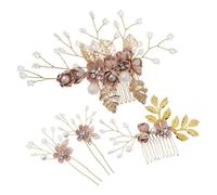 SKISUNO Spille Forma Di Fiore Perle Finte e Strass Pettini Laterali Per Capelli Forcine Floreali Per Chignon e Acconciature Da Sposa Accessori Decorativi e Funzionali