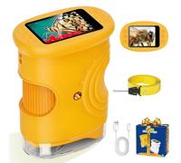 SKJJM Microscopio per Bambini, 1000X Microscopio Digitale Portatile HD 1080P con Display da 2.0", 8 Luci LED Regolabili, Mini Microscopio Portatili Tascabile per Bambini, Compleanno, Natale Oltre i 3