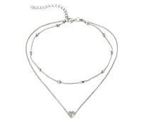 SKJUBLPG Collana Uomo Donna Gioielli Ciondolo Pendente Necklace Collana Girocollo Con Catena A Cuore D'Amore Per Regali Da Donna E Ragazza Argento