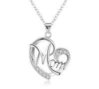 SKJUBLPG Collana Uomo Donna Gioielli Ciondolo Pendente Necklace Lettera Mom Collana Con Ciondolo A Forma Di Cuore Regalo Per La Festa Della Mamma Argento