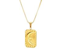 SKJUBLPG Collana vintage da donna con ciondolo quadrato a forma di luna e raggi di sole
