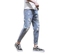 SKJUBLPG Jeans Uomo Pantaloni Jeans Casual in Denim con Buchi Strappati da Uomo XXL Blu