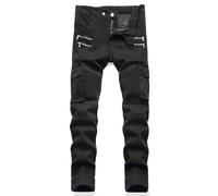 SKJUBLPG Jeans Uomo Pantaloni Pantaloni da Uomo in Denim con Jeans Mendicante Verde Militare 32 Neri