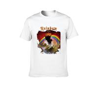 SKKCOR DYYSKE Men's Rainbow Rising Cotton T Shirt White L