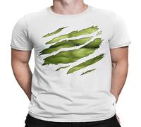 SKKCOR DYYSKE Men's The Big Green Man Chest Under Torn Mens T Shirt T-Shirts White L