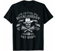 SKKCOR DYYSKE Men's Vintage Tombstone Doc Holliday I'm Your Huckleberry Say When T-Shirt Black M