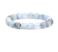 SKKIKHYBPO Braccialetto elastico alla moda, unisex, con perline rotonde da 10 mm, in diaspro, 17,8 cm, unisex