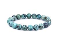 SKKIKHYBPO Braccialetto elastico alla moda, unisex, con perline rotonde da 10 mm, in diaspro, 17,8 cm, unisex