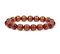 SKKIKHYBPO Braccialetto elastico alla moda, unisex, con perline rotonde da 10 mm, in diaspro, 17,8 cm, unisex, Pietra