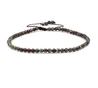 SKKIKHYBPO Cavigliera elastica da donna con perline rotonde da 4 mm, con pietre preziose naturali, corda marrone regolabile 21-27 cm, Pietra