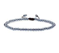 SKKIKHYBPO Cavigliera elastica da donna con perline rotonde da 4 mm, con pietre preziose naturali, corda marrone regolabile 21-27 cm, Pietra