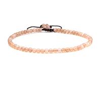 SKKIKHYBPO Cavigliera elastica da donna con perline rotonde da 4 mm, con pietre preziose naturali, corda marrone regolabile 21-27 cm, Pietra