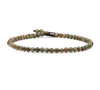 SKKIKHYBPO Cavigliera elastica da donna con perline rotonde da 4 mm, con pietre preziose naturali, corda marrone regolabile 21-27 cm, Pietra