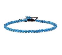 SKKIKHYBPO Cavigliera elastica da donna con perline rotonde da 4 mm, con pietre preziose naturali, corda marrone regolabile 21-27 cm, Pietra