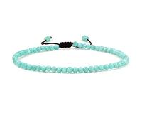 SKKIKHYBPO Cavigliera elastica da donna con perline rotonde da 4 mm, con pietre preziose naturali, corda marrone regolabile 21-27 cm