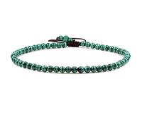 SKKIKHYBPO Cavigliera elastica da donna con perline rotonde da 4 mm, con pietre preziose naturali, corda marrone regolabile 21-27 cm, Pietra