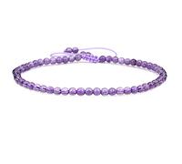 SKKIKHYBPO Cavigliera elastica da donna con perline rotonde da 4 mm, con pietre preziose naturali, corda marrone regolabile 21-27 cm