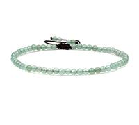 SKKIKHYBPO Cavigliera elastica da donna con perline rotonde da 4 mm, con pietre preziose naturali, corda marrone regolabile 21-27 cm, Pietra