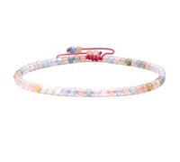 SKKIKHYBPO Cavigliera elastica da donna con perline rotonde da 4 mm, con pietre preziose naturali, corda marrone regolabile 21-27 cm, Pietra