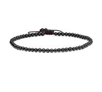 SKKIKHYBPO Cavigliera elastica da donna con perline rotonde da 4 mm, con pietre preziose naturali, corda marrone regolabile 21-27 cm