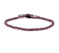 SKKIKHYBPO Cavigliera elastica da donna con perline rotonde da 4 mm, con pietre preziose naturali, corda marrone regolabile 21-27 cm
