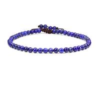 SKKIKHYBPO Cavigliera elastica da donna con perline rotonde da 4 mm, con pietre preziose naturali, corda marrone regolabile 21-27 cm