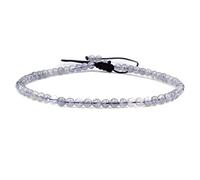 SKKIKHYBPO Cavigliera elastica da donna con perline rotonde da 4 mm, con pietre preziose naturali, corda marrone regolabile 21-27 cm
