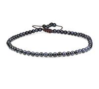 SKKIKHYBPO Cavigliera elastica da donna con perline rotonde da 4 mm, con pietre preziose naturali, corda marrone regolabile 21-27 cm