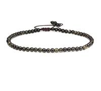 SKKIKHYBPO Cavigliera elastica da donna con perline rotonde da 4 mm, con pietre preziose naturali, corda marrone regolabile 21-27 cm