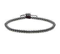 SKKIKHYBPO Cavigliera elastica da donna con perline rotonde da 4 mm, con pietre preziose naturali, corda marrone regolabile 21-27 cm, Pietra