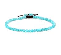 SKKIKHYBPO Cavigliera elastica da donna con perline rotonde da 4 mm, con pietre preziose naturali, corda marrone regolabile 21-27 cm, Pietra
