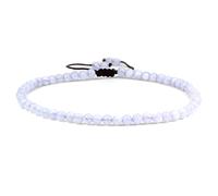 SKKIKHYBPO Cavigliera elastica da donna con perline rotonde da 4 mm, con pietre preziose naturali, corda marrone regolabile 21-27 cm
