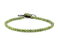 SKKIKHYBPO Cavigliera elastica da donna con perline rotonde da 4 mm, con pietre preziose naturali, corda marrone regolabile 21-27 cm