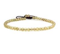 SKKIKHYBPO Cavigliera elastica da donna con perline rotonde da 4 mm, con pietre preziose naturali, corda marrone regolabile 21-27 cm
