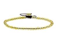 SKKIKHYBPO Cavigliera elastica da donna con perline rotonde da 4 mm, con pietre preziose naturali, corda marrone regolabile 21-27 cm, Pietra