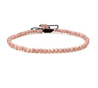 SKKIKHYBPO Cavigliera elastica da donna con perline rotonde da 4 mm, con pietre preziose naturali, corda marrone regolabile 21-27 cm