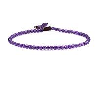 SKKIKHYBPO Cavigliera elastica da donna con perline rotonde da 4 mm, con pietre preziose naturali, corda marrone regolabile 21-27 cm, Pietra