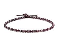 SKKIKHYBPO Cavigliera elastica da donna con perline rotonde da 4 mm, con pietre preziose naturali, corda marrone regolabile 21-27 cm, Pietra