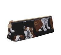 SKKNT Custodia per cosmetici con stampa di bulldogs inglesi, grande capacità, design triangolare, portapenne con cerniera per strumenti di scrittura